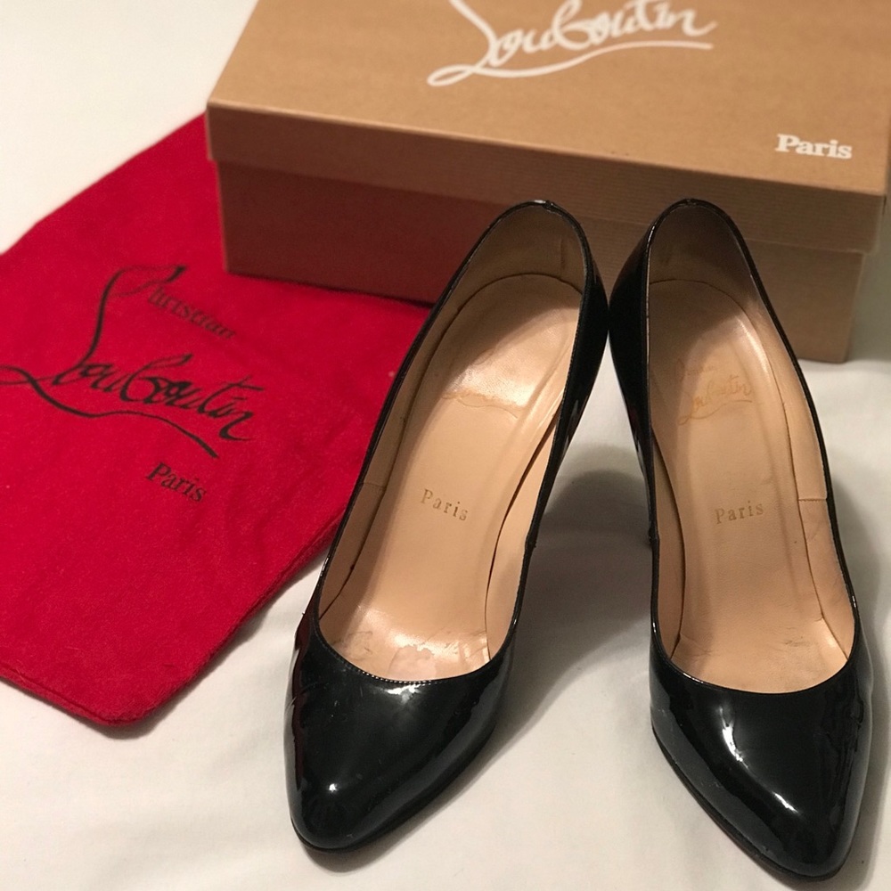 Christian Louboutin black patent leather pumps